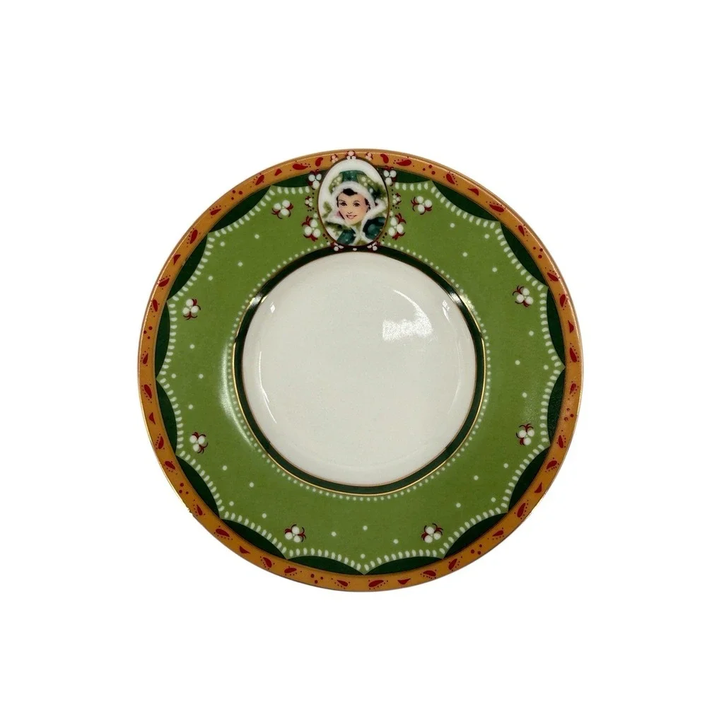 Avon Honor Society 2003 Green Portrait Teacup Saucer Set Gold Trim Collector Cup